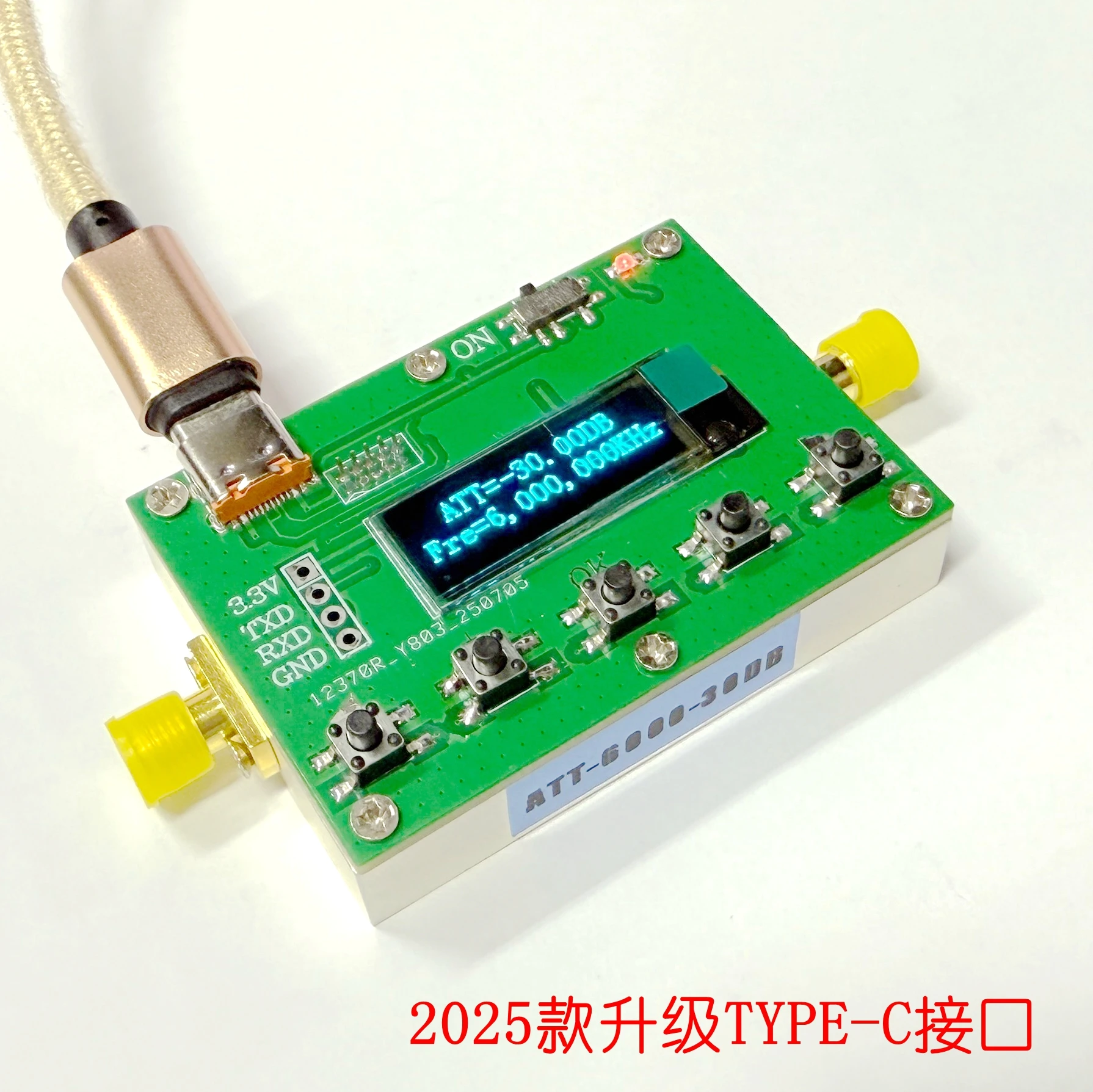 

6G digital programmable attenuator 30DB step 0.25DB OLED display CNC shell, RF module