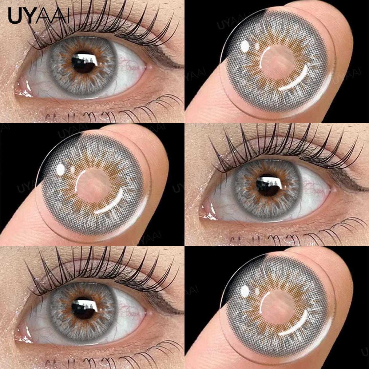UYAAI 1 Paar farbige Kontaktlinsen, Make-up, blaue Schüler, natürliche braune Linsen, hochwertige grüne Farbe, Augenlinse, kosmetische Farbe – Detail 15