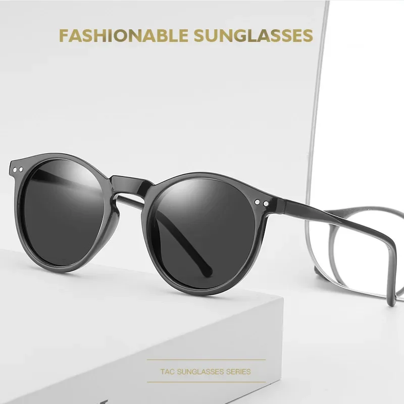 

Polarized Round Women Sunglasses Vintage Classic Design Girl Sunglasses Retro Style Quality Black Frame Glasses UV400 Shades