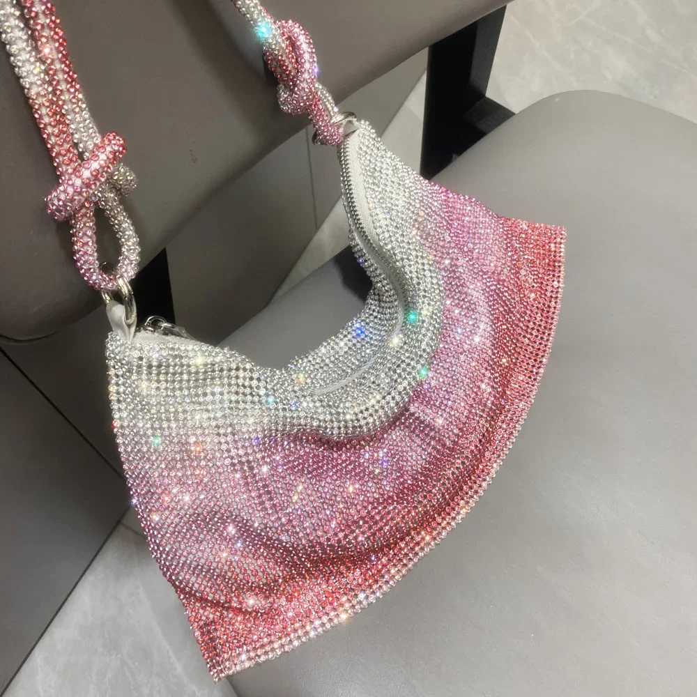 

luxury Designer hobo shoulder bag Handle Shining Rhinestones Evening clutch Bag Purse Crystal Purses and handbag Hobo Bags