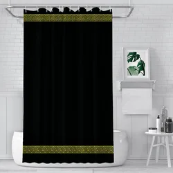 Gold Greek Key Bathroom Shower Curtains Ancient Greece Waterproof Partition Curtain Funny Home Decor Accessories