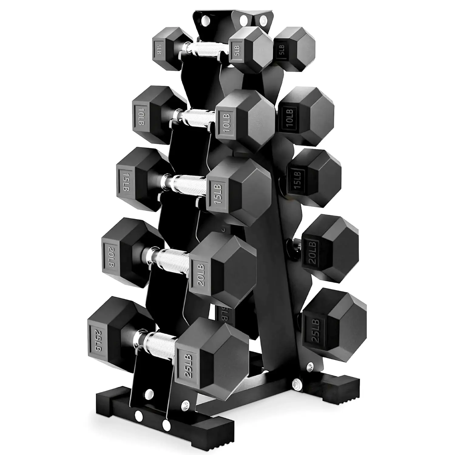 

Rubber Coated Hex Dumbbell Weight Set with Storage Rack, 100LB or 150LB or 200LB Set, 5-20 lbs or 5-25 lbs or 10-30 lbs, Custom