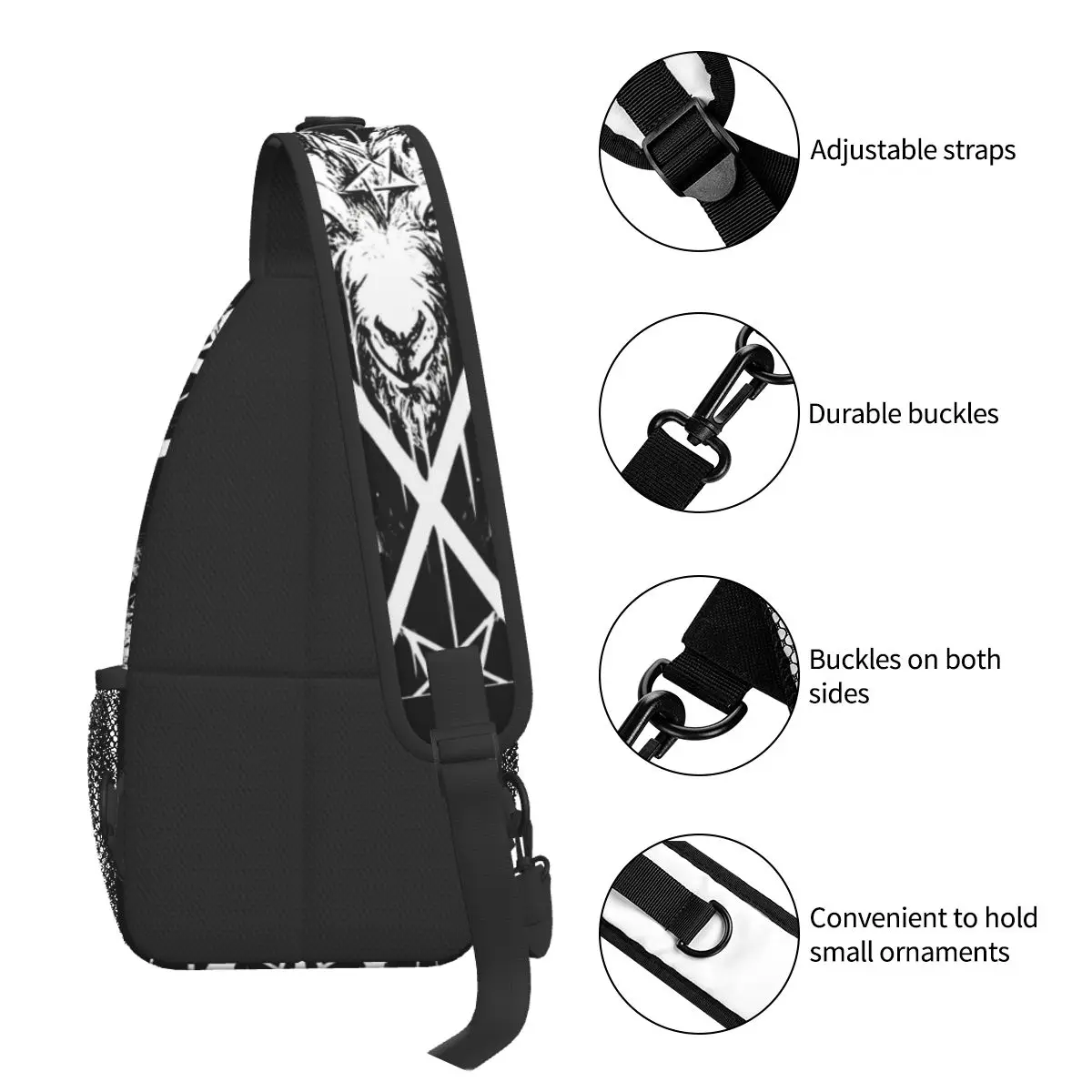 Baphomet Art Crossbody Bag Sports Sigil Of Lucifer Chest Bag Unisex Women Man Fashion Shoulder Backpacks Travel