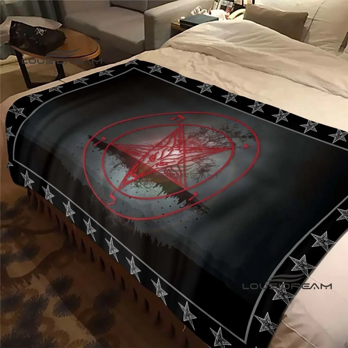 Devil Satan Blanket Goat Baphomet Lucifer Pagan Sacrifice Throw Blanket Halloween Bedroom Sofa Travel Camping Warm Blanket