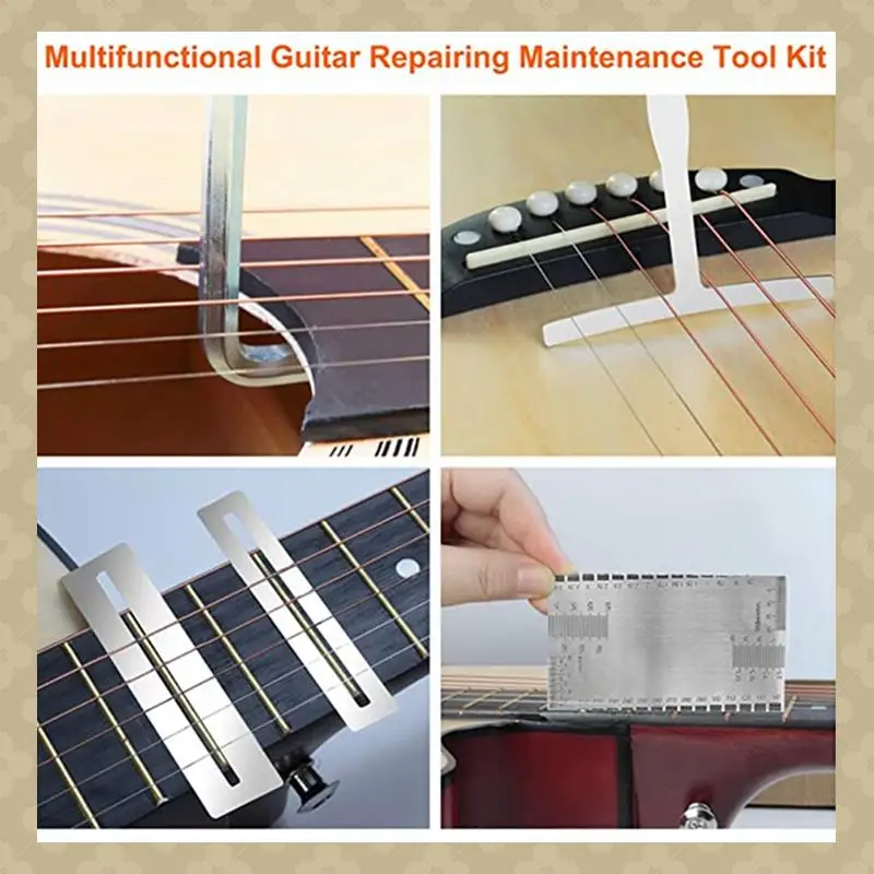 

79Pcs Guitar Tool Kit Guitar Replacement Parts Accessories Guitar Repair Kit With Guitar String Plectrum Bridge Pins Gauges