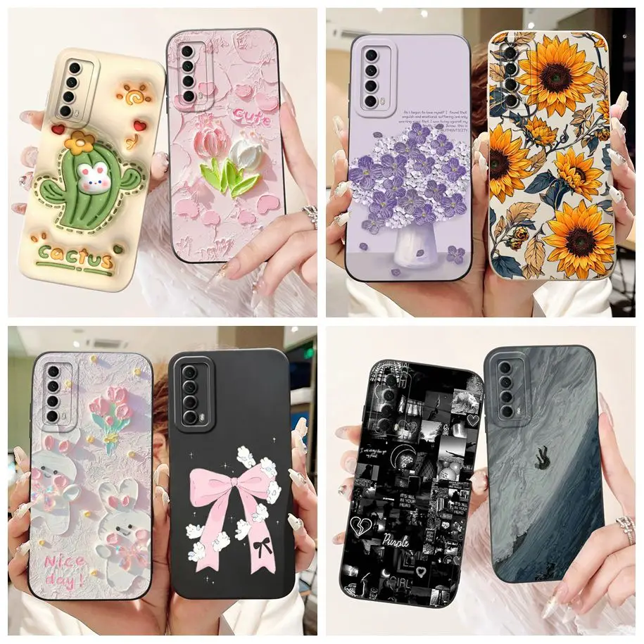 Case For Huawei Y7a P Smart 2021 Cover PPA-LX2 Peppa-L22B PPA-L01 PPA-L02 Phone Cases Fashion Flower Painted Soft Silicone Funda