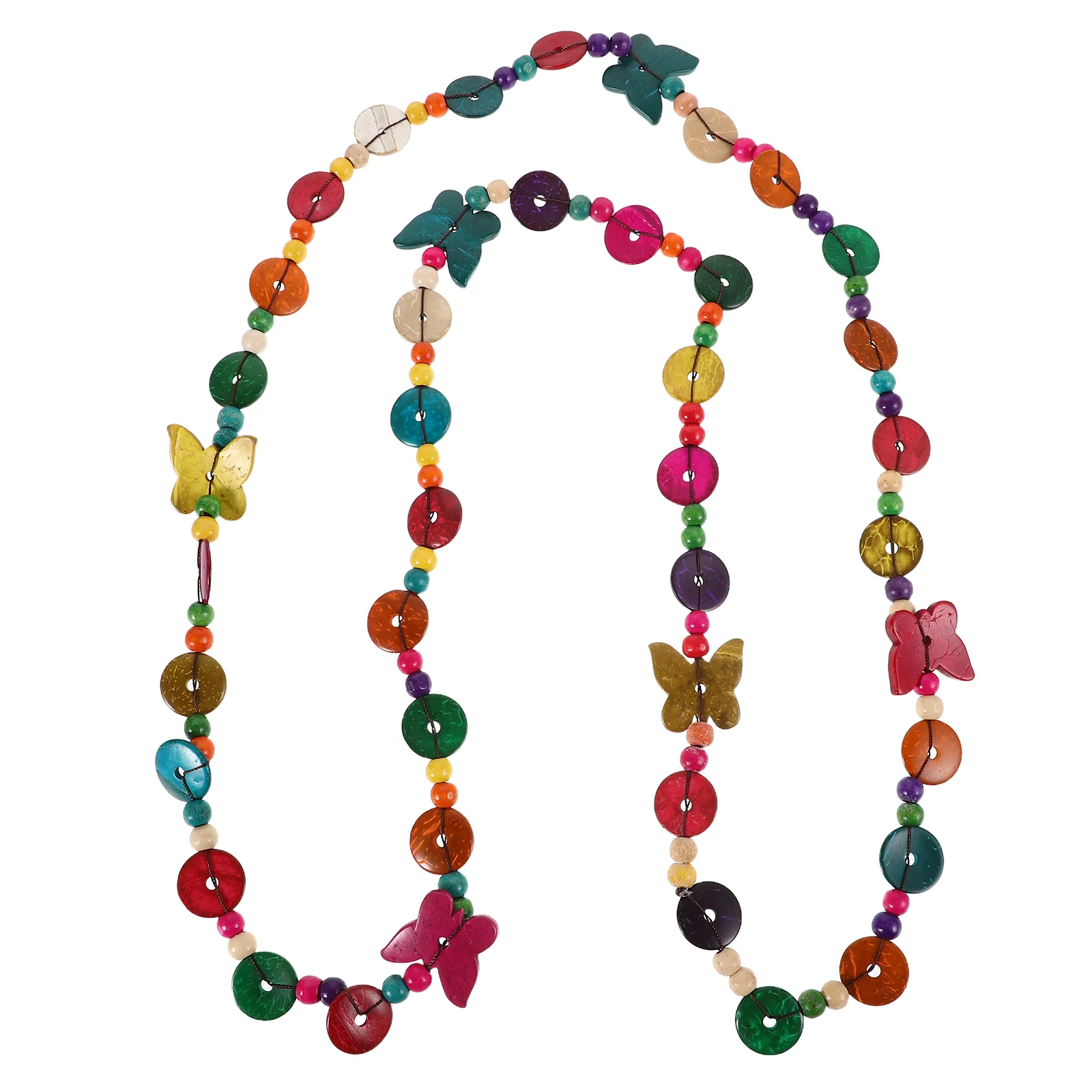 

Coconut Shell Necklace Long Ethnic Statement Women Multi Layer Chunky Handmade Vacation Jewelry Boho Funky Accessories