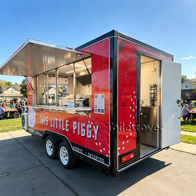 

Portable Fully Equipped Kitchen Pizza Coffee Ice Cream BBQ Crepes Food Trailer Portable Food Truck with Full Kitchen