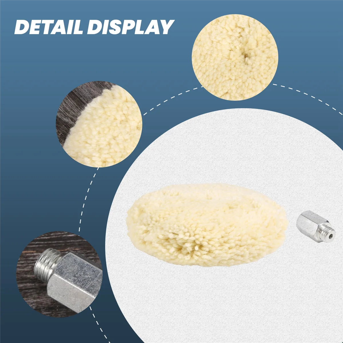 Almofada de polimento de lã dupla face de 7 polegadas com lã de parafuso de 5/8 polegadas (pacote com 1)