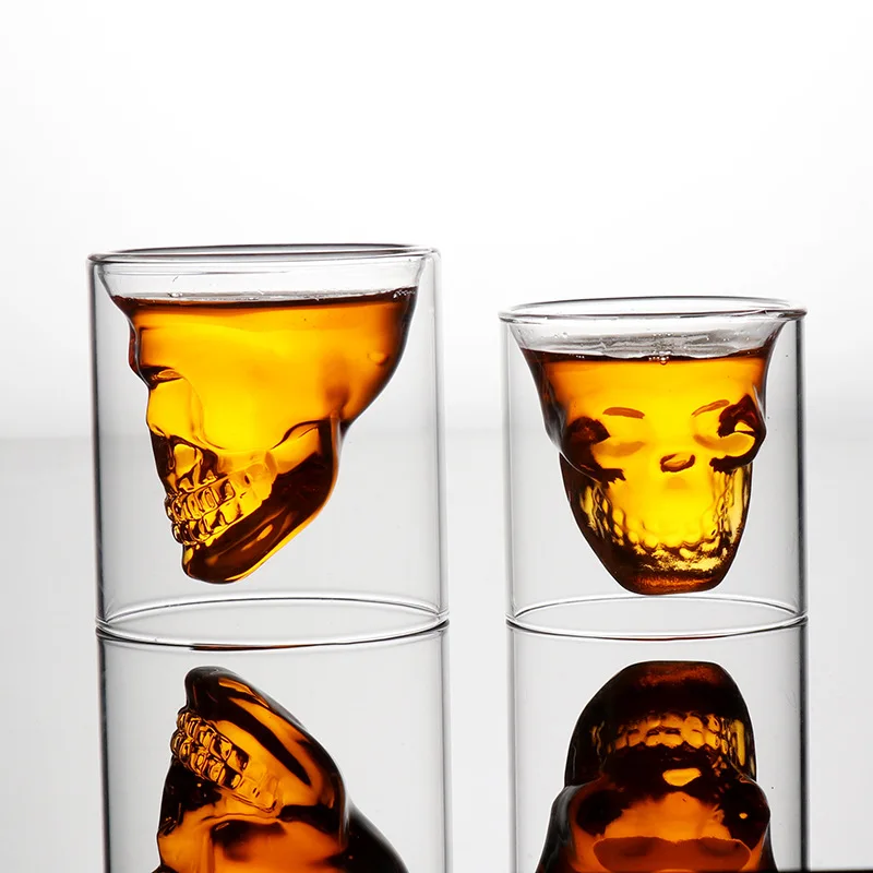 Totenkopf-Glasbecher, 25/75/150/250 ml, kristallklar, kreativer Designer, Party, Bar, Wodka, Bier, Trinkgläser, einzigartiges Neuheitsgeschenk