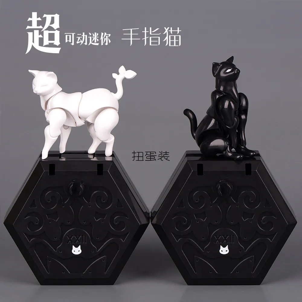 Vollständig Artikulierte Mini-Katzen-Actionfigur Schwarz-Weiß Fertig Montiert Gashapon für Kunstskizzen Zeichnen Sammlerstück Wohndekoration