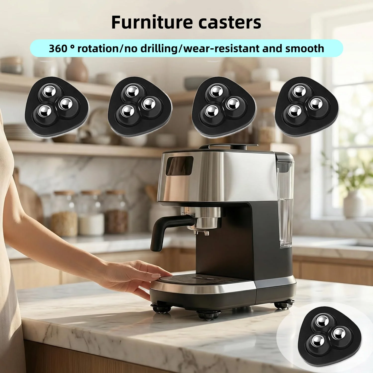 Ruedas para muebles - Ruedas móviles para electrodomésticos de cocina, fáciles de mover, para pequeños aparatos, cafeteras, hornos, ruedas especiales