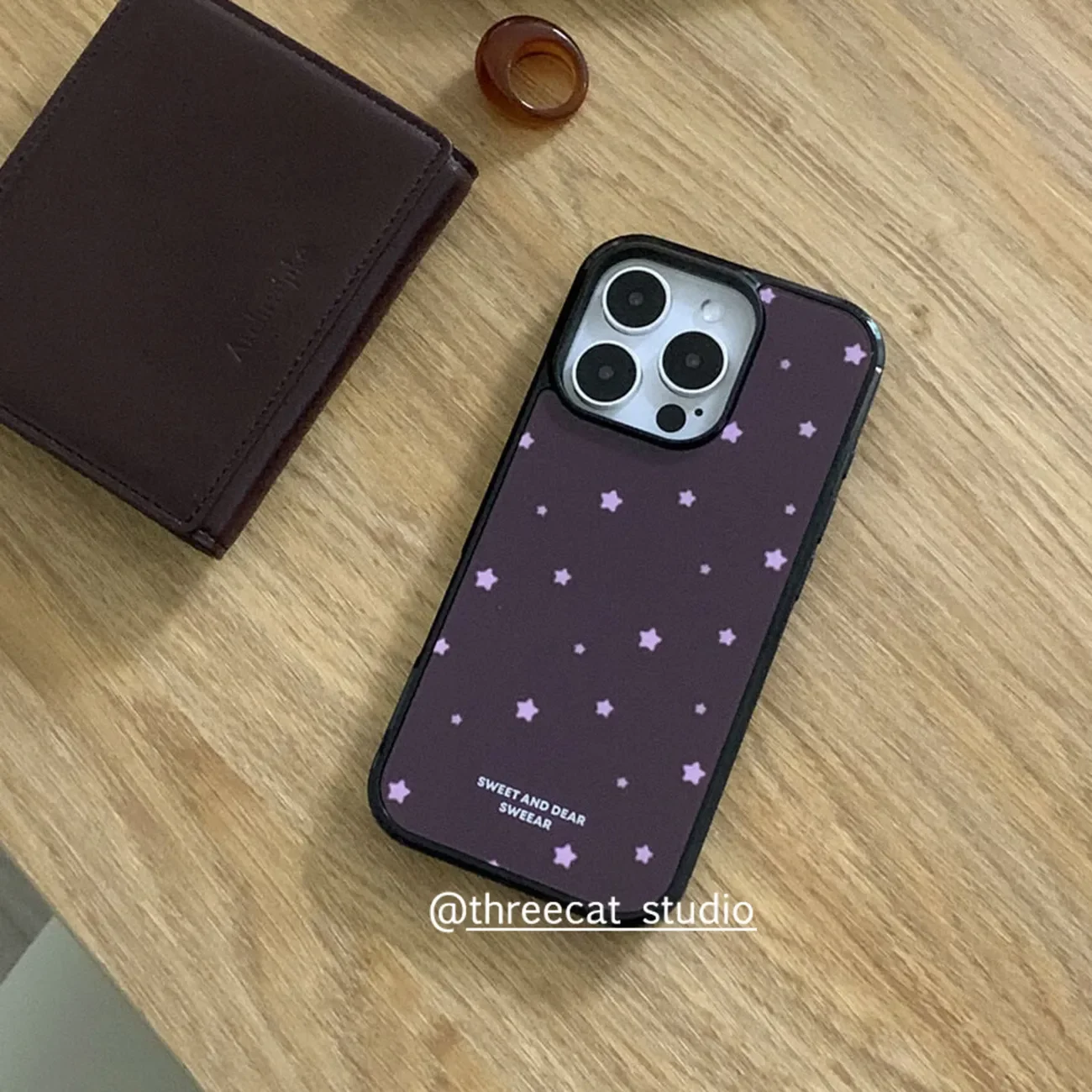 Korea ins Full Screen Pink Stars Brown Phone Case For iPhone 17 16 15 14 13 12 11 Pro MAX 17air 16e XR XS 7 8 Plus Matte Cover - view 3