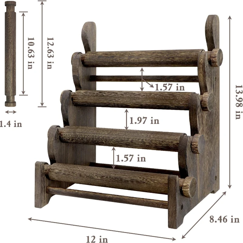 Imagem -06 - Jóias de Madeira Display Stand Pulseira Titular Relógio e Colar de Armazenamento Camadas Jóias Acessório