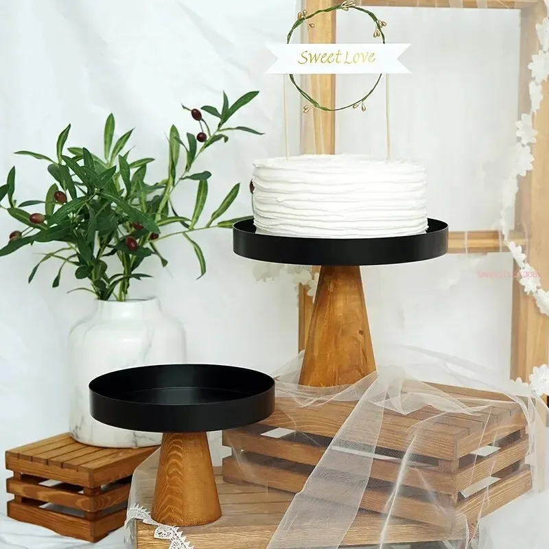 High Stand Wooden Cake Plate Food Serving Trays Multi-Use Eco  Wood Desserts/Fruits Tray wedding Home Decor