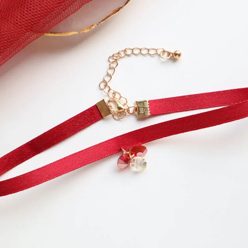 Hot Sexy Velvet Ribbon Heart Bow Choker for Women Cross Fairy Clavicle Necklace Lady Jewelry Accessories Girl Gift Wholesale