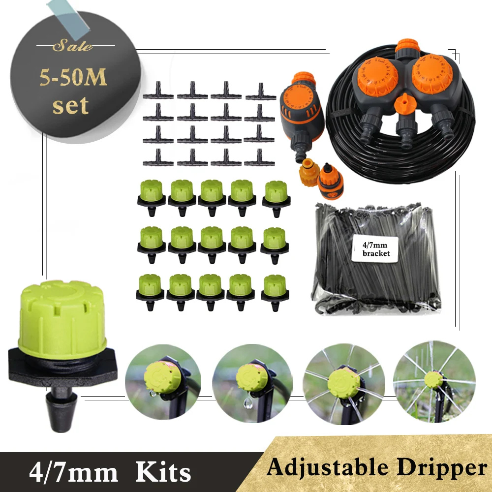 

Garden 5-50M New Mechanical Timer Watering Kit 1/4'' Hose 0-80L/H Automatic Adjustable Micro Irrigation System 8 Holes Sprinkler