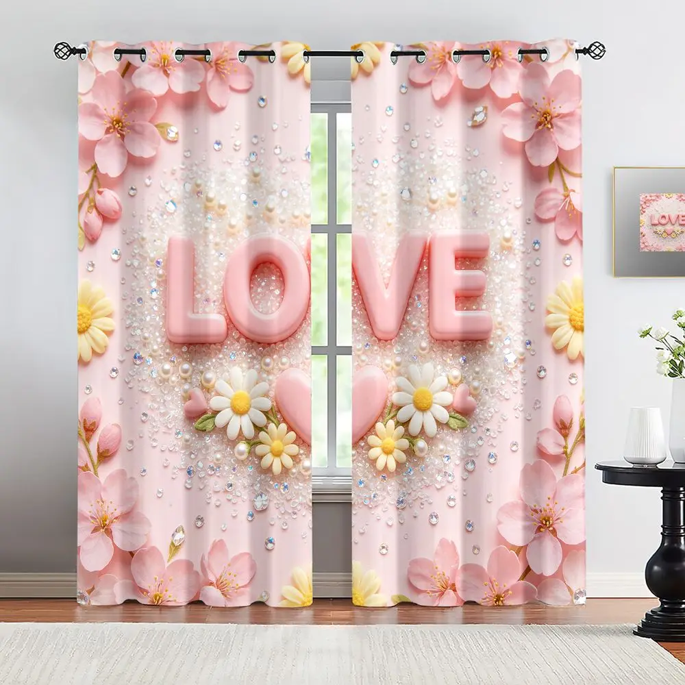 2 Panels Digital Print Floral Curtains Light Blocking 85% Darkening Drapes for Bedroom Living Room Window Home Decor