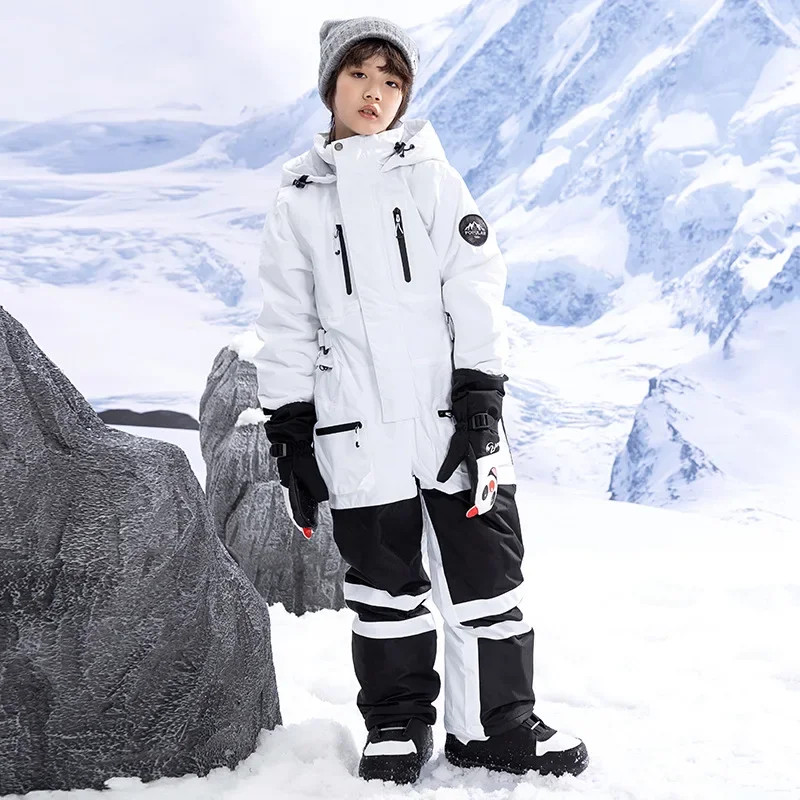 

2025 New Ski Suit Girls Warm Windproof Wear Resistant Hooded Skiing Suits Boys Winter Double Board Leisure Sports Loose Skiwear