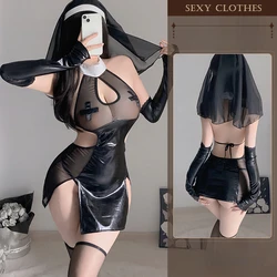 Sexy Lingerie Erotic Nun Uniform Passion Witch Costume Perspective Cosplay Dress Japanese Anime Halloween Porno Party Nurse Set