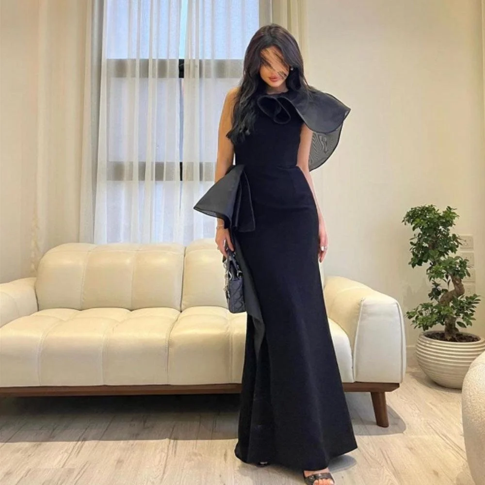 Jirocum Elegant Mermaid Prom Dress Women\'s One Shoulder Custom Party Evening Dresses Saudi Arabia Black Formal Occasion Gowns