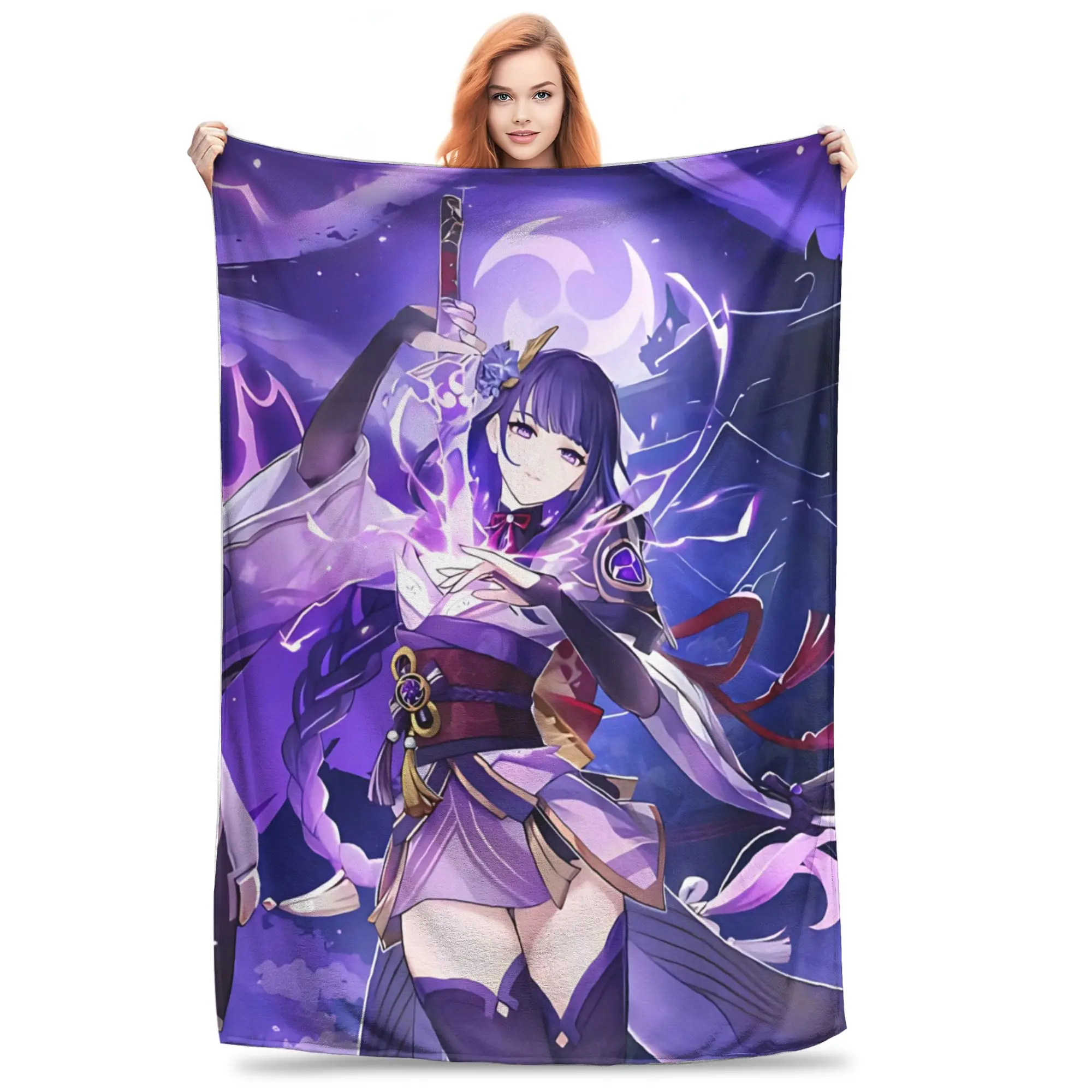 1PC Genshin Impacts Raiden Shogun  home room decorations Winter Blankets for Adults Bedding Home Interior Sofa Knee