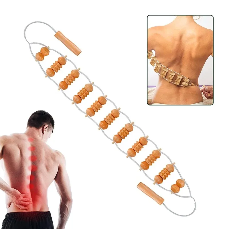 1pcs Home Use Back Massager Wooden Massager Back Pulling Tool Back Opening Roller Fitness and Beauty Tool