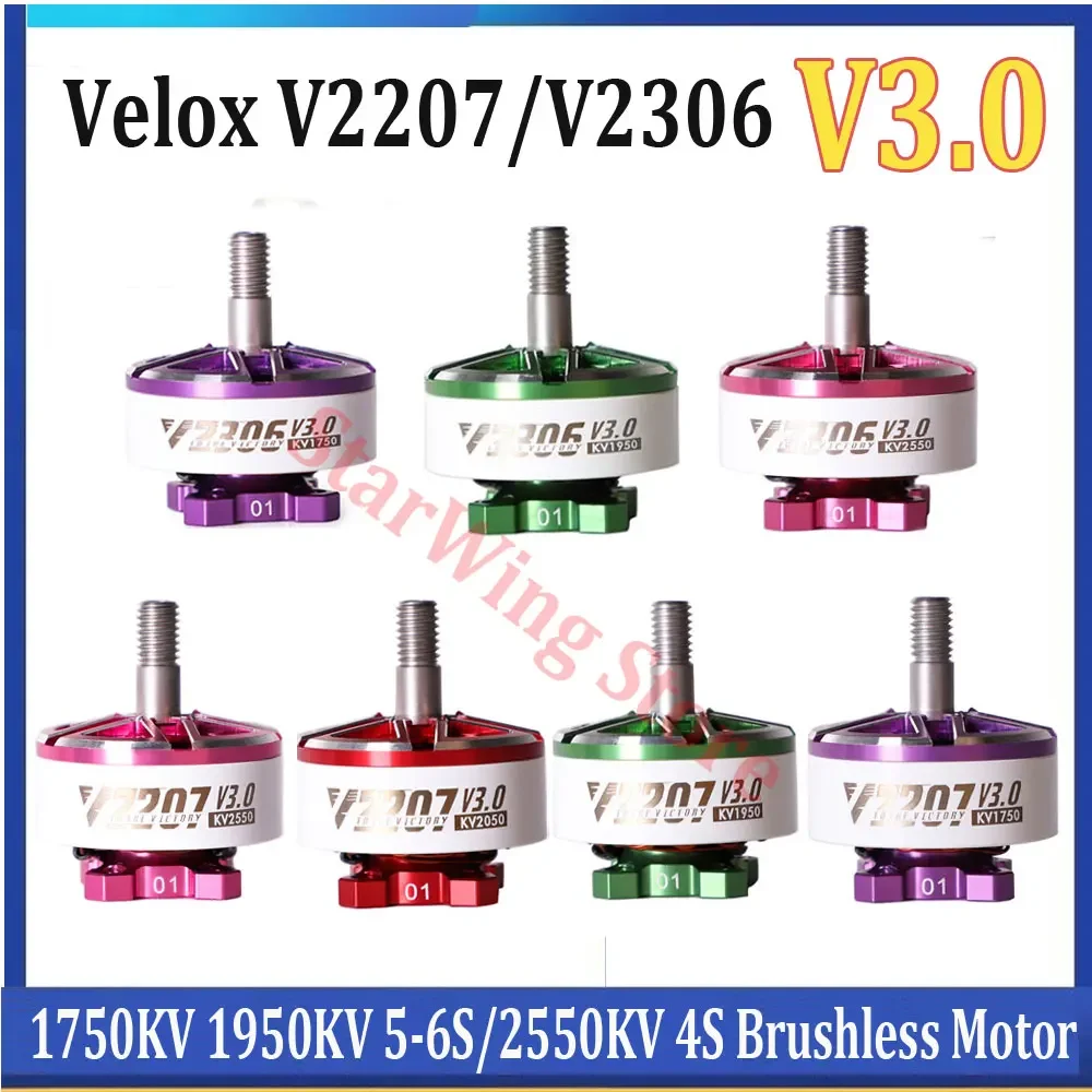 Moteur sans balais T-Motor Velox pour FPV FreKouDrones, pièces de bricolage, V2207, V2306, V3, 1750KV, 1950KV, 2050KV, 6S, 2550KV, 4S