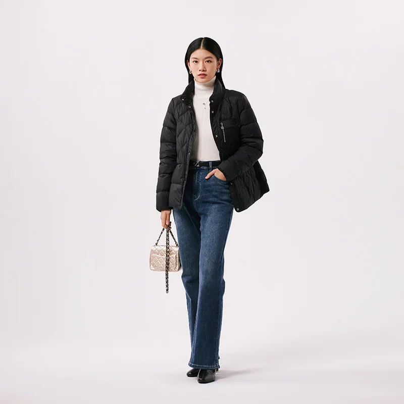 Chericom Chaqueta de invierno para mujer 2025 Diseño acolchado Cuello alto Bolsillo de moda Abrigos acolchados cálidos y versátiles Y299033Y