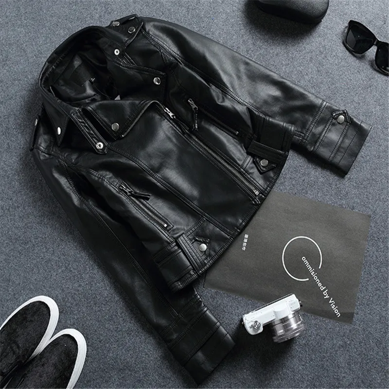 Spring and Autumn New Slim Collar Leather jacket  Women\'s Short PU Motorcycle Coat