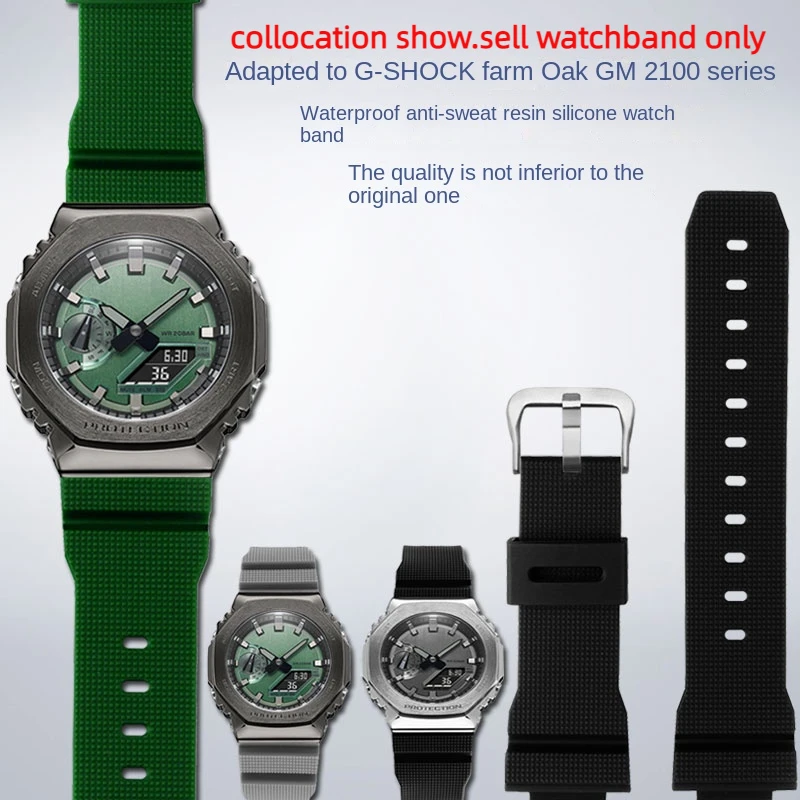 For Casio G-Shock GM-2100 GM-S2100 GA-2100 GM-5600/GA5600 Resin watch strap men Black green blue  Rubber Sports sweat watchband