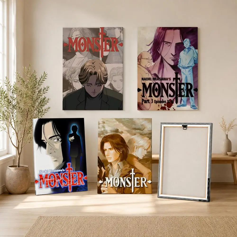 Classic Anime M-Monster Painting Calligraphy Framed Canvas Wall Art Print | Modern Poster | Home Hallway Decor