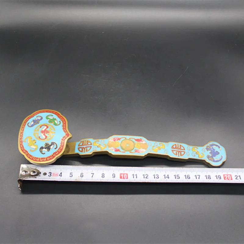 Antique Brass Classic Door Handle Cloisonne Entrance Door Knocker Ruyi Enamel Blue Door Handles for Interior Doors Collection