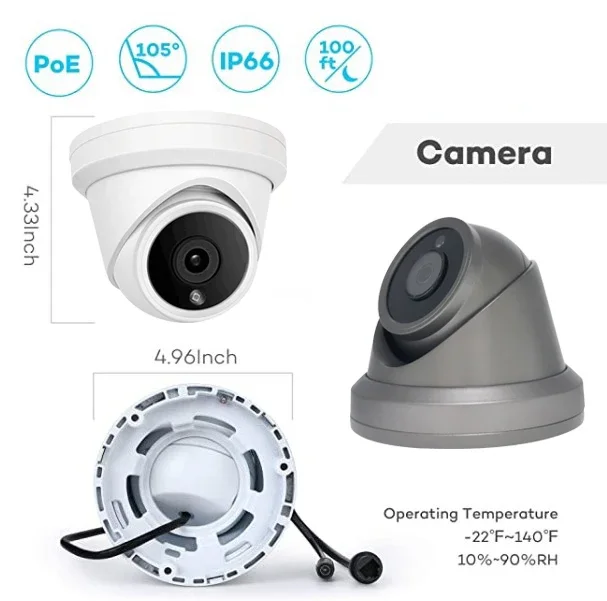 2026 Hot Sale Hik Compliant 4K 8MP Network Turret Dome POE IP Security Camera 2.8mm Audio Night Vision AI Human & Vehicle Detect