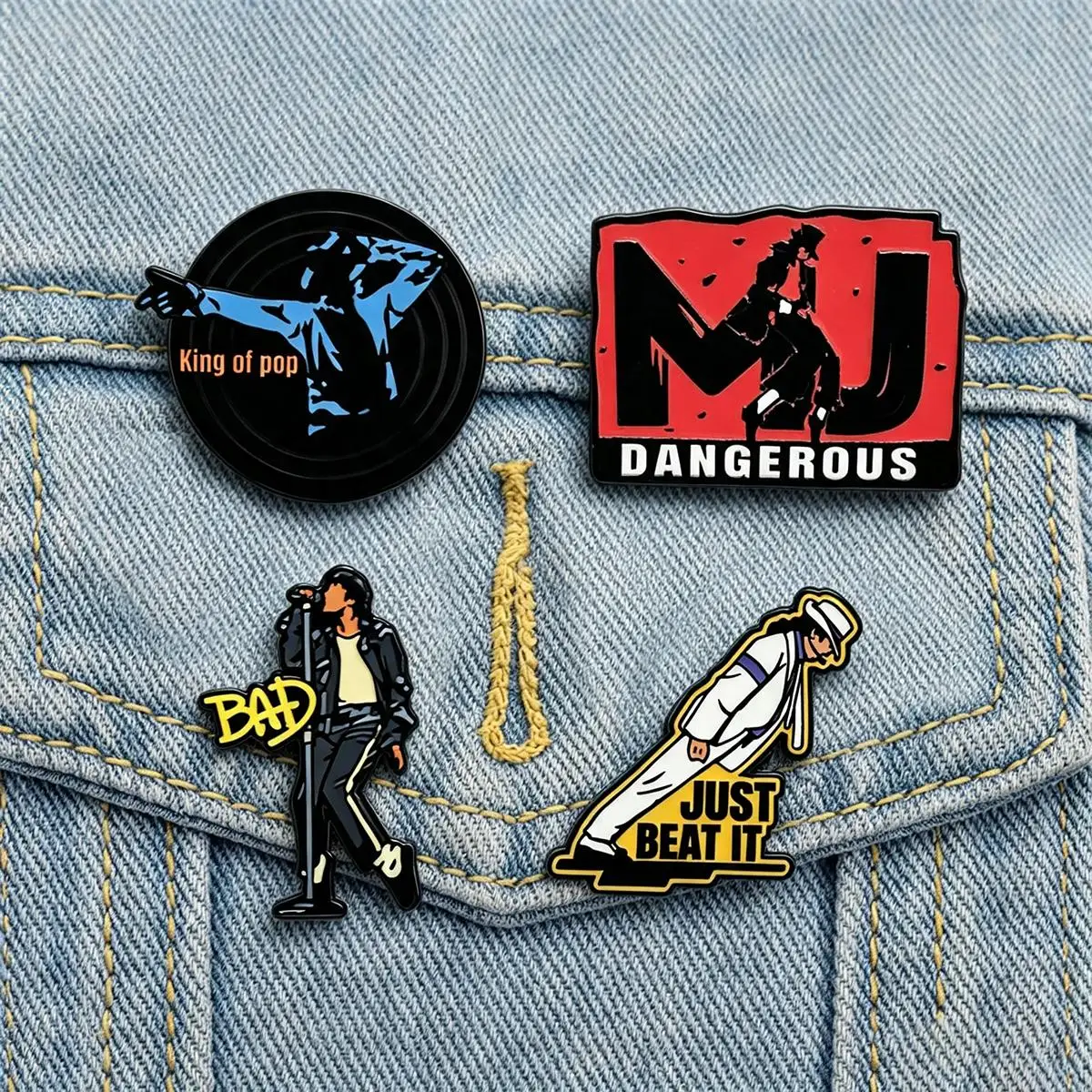 4Pcs/Set Classic Artist Michael Enamel Brooch King Of Pop Lapel Metal Badge Cosplay Clothing Jewelry Accessories Gift For Friend