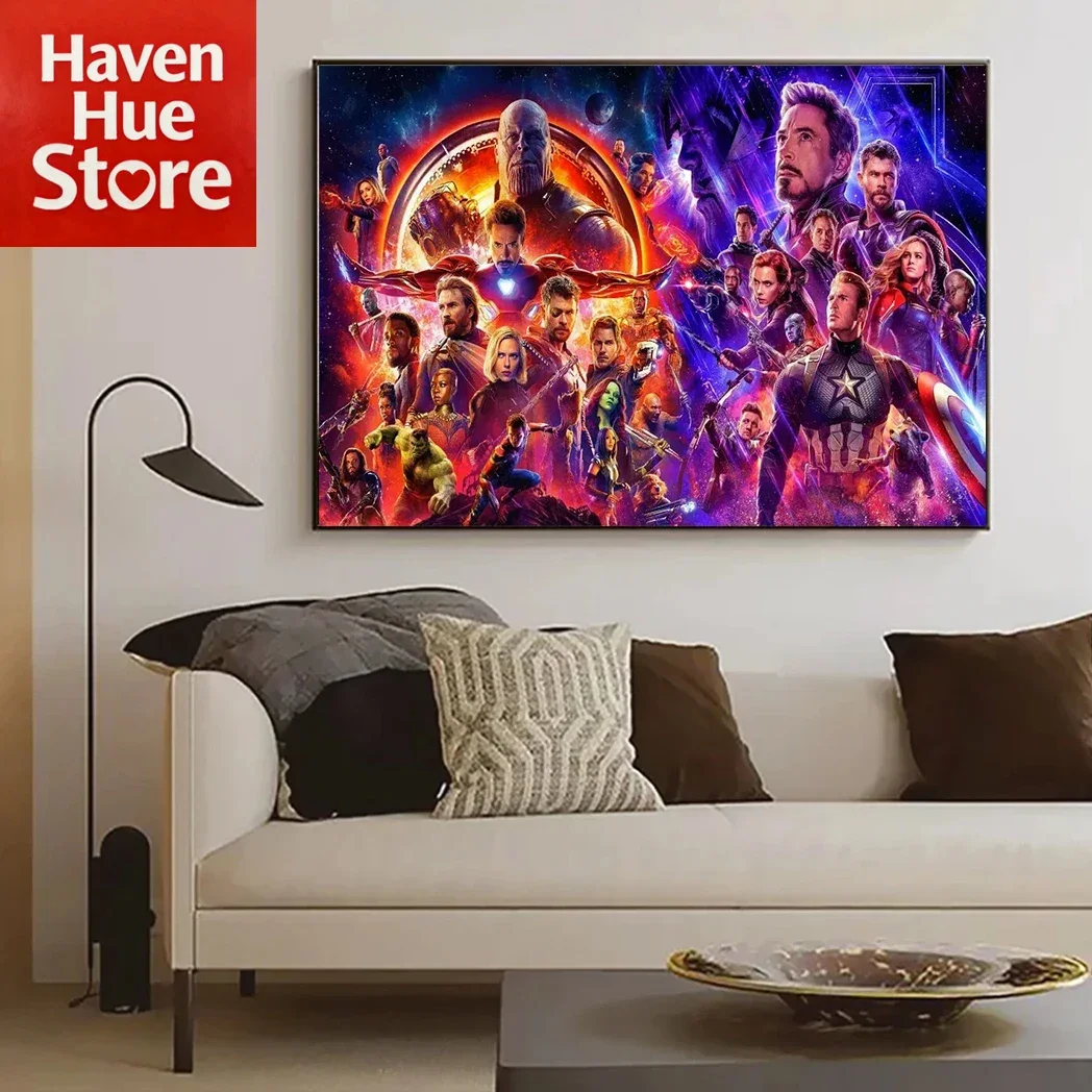 Película de Disney, vengadores de Marvel, Endgame, póster artístico de pared para sala de estar, decoración del hogar, Iron Man, superhéroe, pintura en lienzo, imagen, marco