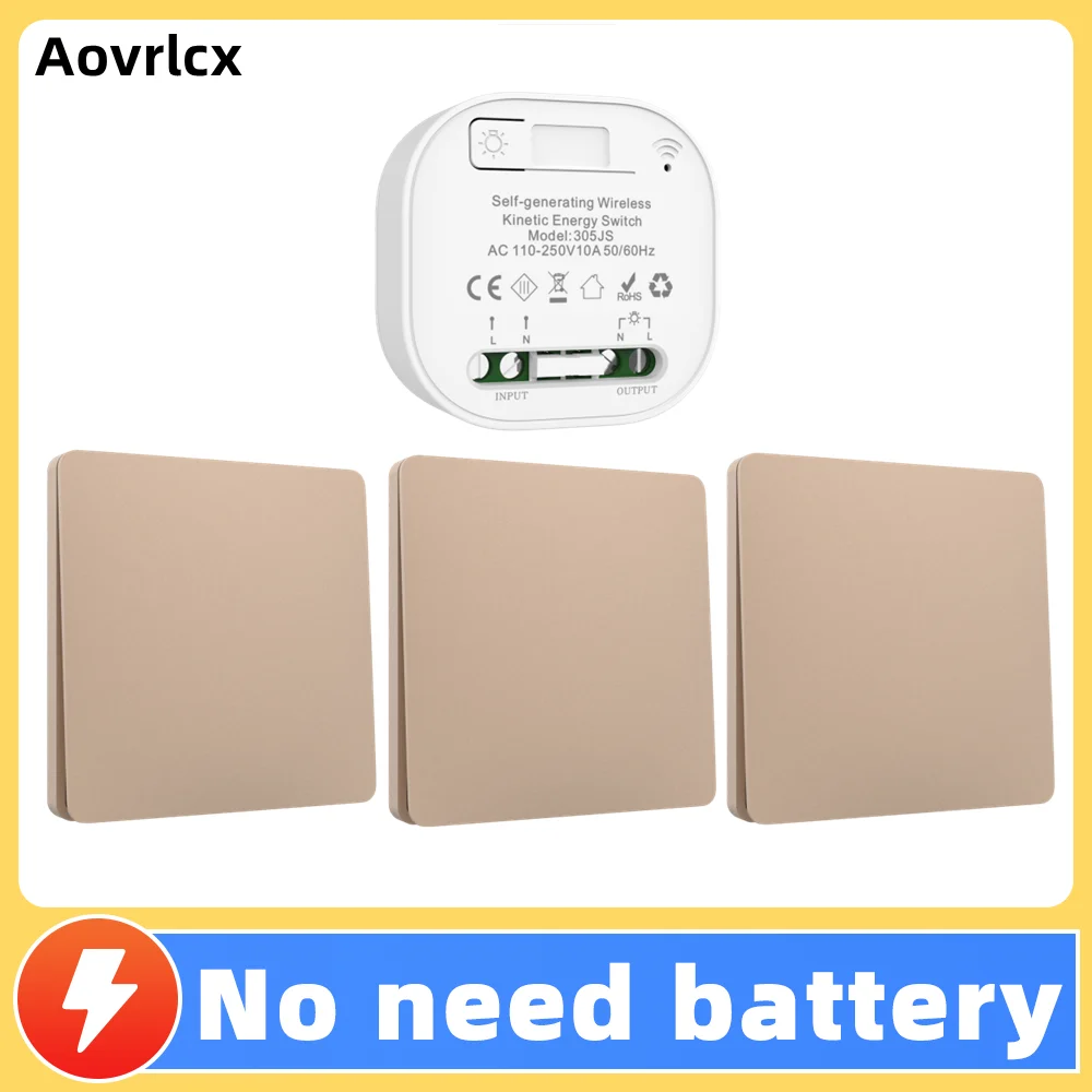 Aovrlcx Smart Home Self Powered Wireless Switches For Lights Kinetic Light Switch Kit Remote Light Switches Wireless Wall Button