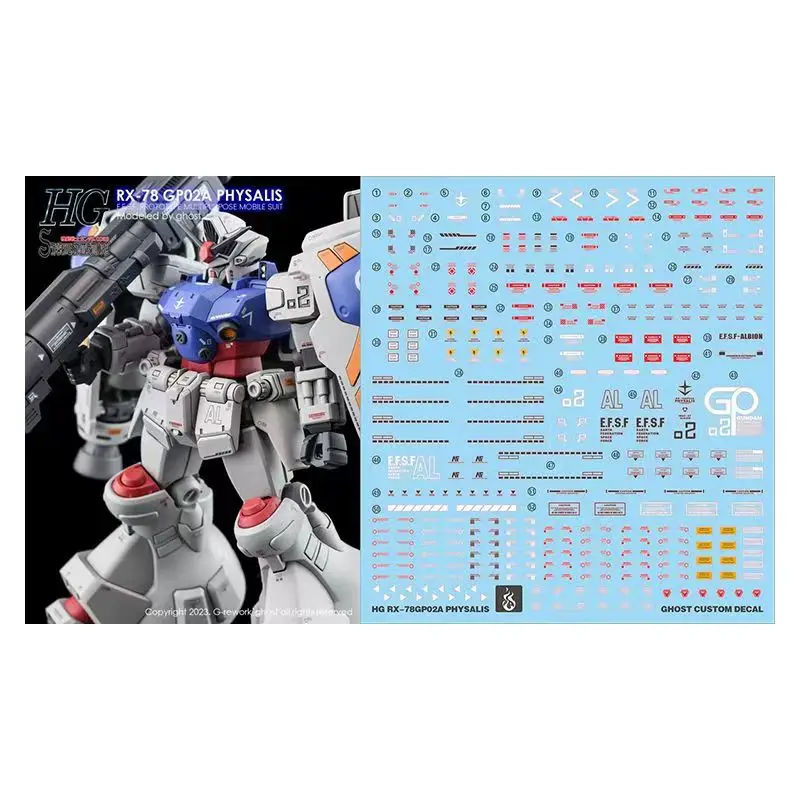 Декали YAN Ultra High Precision Fluorescent Water Decals для HG 1/144 RX‑78‑GP02A GP02 Physalis Hobby, запасные декоративные детали для самостоятельной сборки.