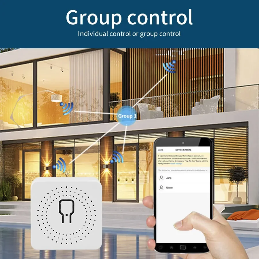 16A 20A Mini Wifi Smart Switch 2 Way Control Breaker Module Smart Home Cozylife APP Remote Control Works with Alexa Google Home