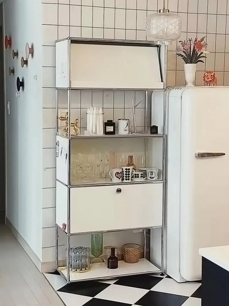 Stainless steel bookshelf shelf floor-to-ceiling living room home module combination bookcase simple and modern