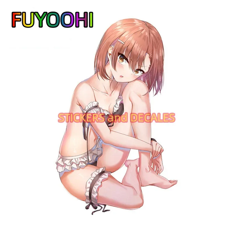 FUYOOHI Lovable Misaka Mikoto Car Sticker Personality Creative VAN Anime Die-cut Waterproof Refrigerator Graphics Car Goods