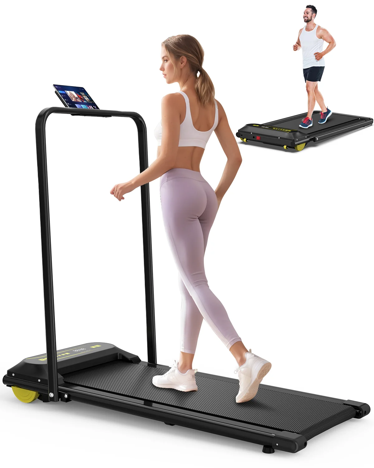 2‑in‑1 Foldable Electric Treadmill,2.5HP Motor LED Display Wireless Remote Control Hand Bar for Home Fitness