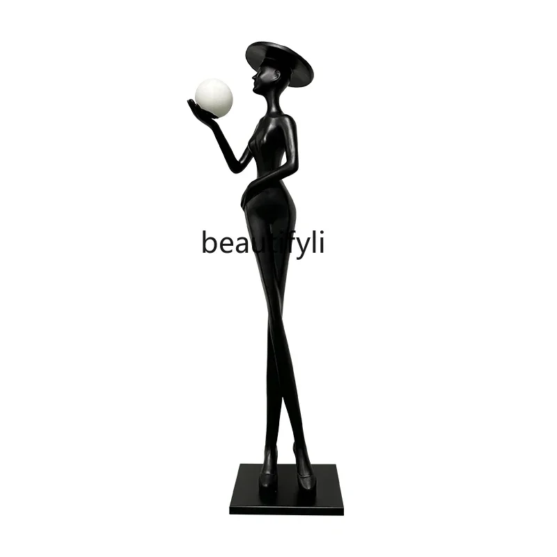 

Large Abstract Figure Sculpture Hotel Lobby Art Humanoid Floor Lamp Decoration