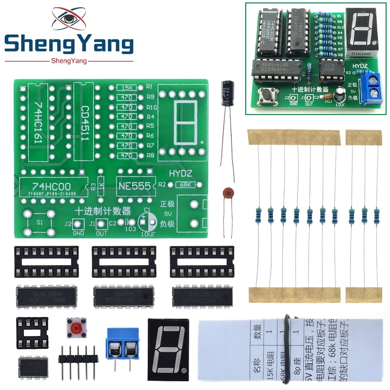 TZT DY Kit Two Digit Decimal Counter CD4518 Kit Two 2 Bit Bigit Training Counter Parts 5V Electronic Project Teaching Suit