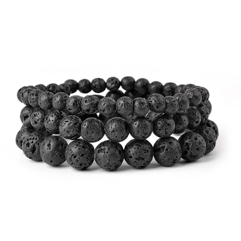 Kirykle Natural Volcanic Lava Beads 6mm 8mm 10mm Round Loose Stones for Yoga Energy Healing Bracelet DIY Jewelry Making