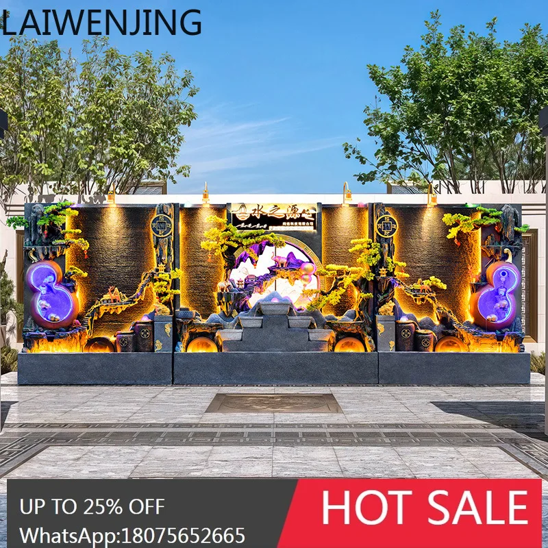 HLZ Water Curtain Wall Water Screen Waterfall Landscape Background Wall Fountain Ornament Outdoor Courtyard Landscaping