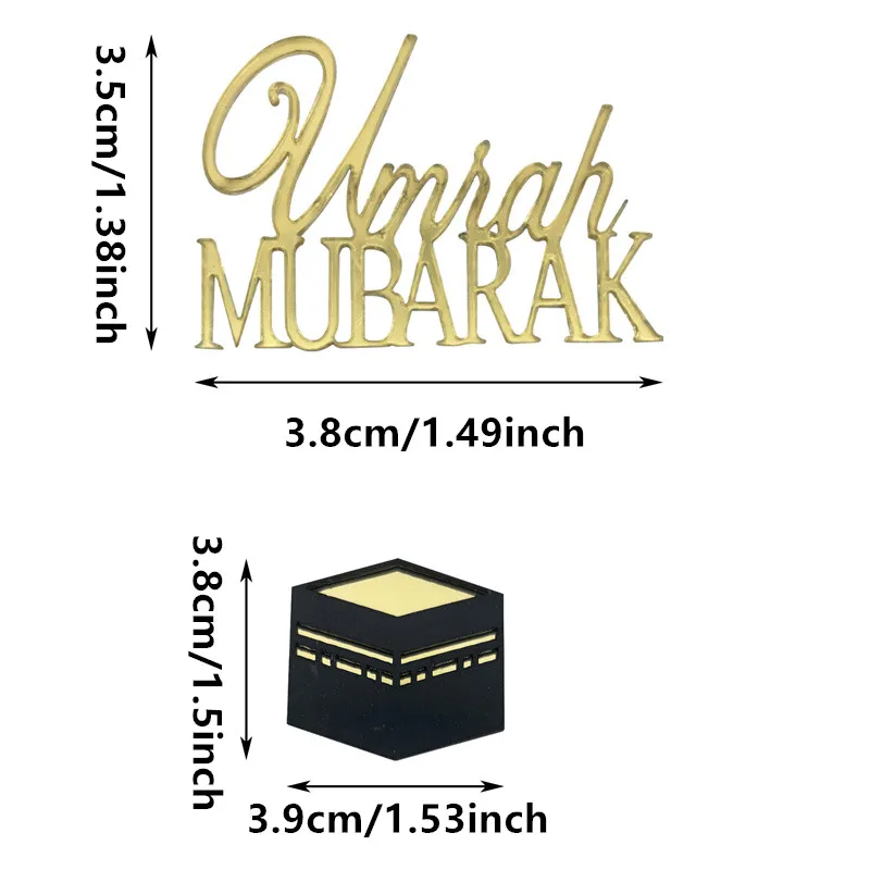 6Pcs Black Gold Acrylic Umrah Mubarak Cupcake Topper Ramadan Kareem Home 2026 Islamic Muslim Party Eid Table Cake Decor Supplies 4