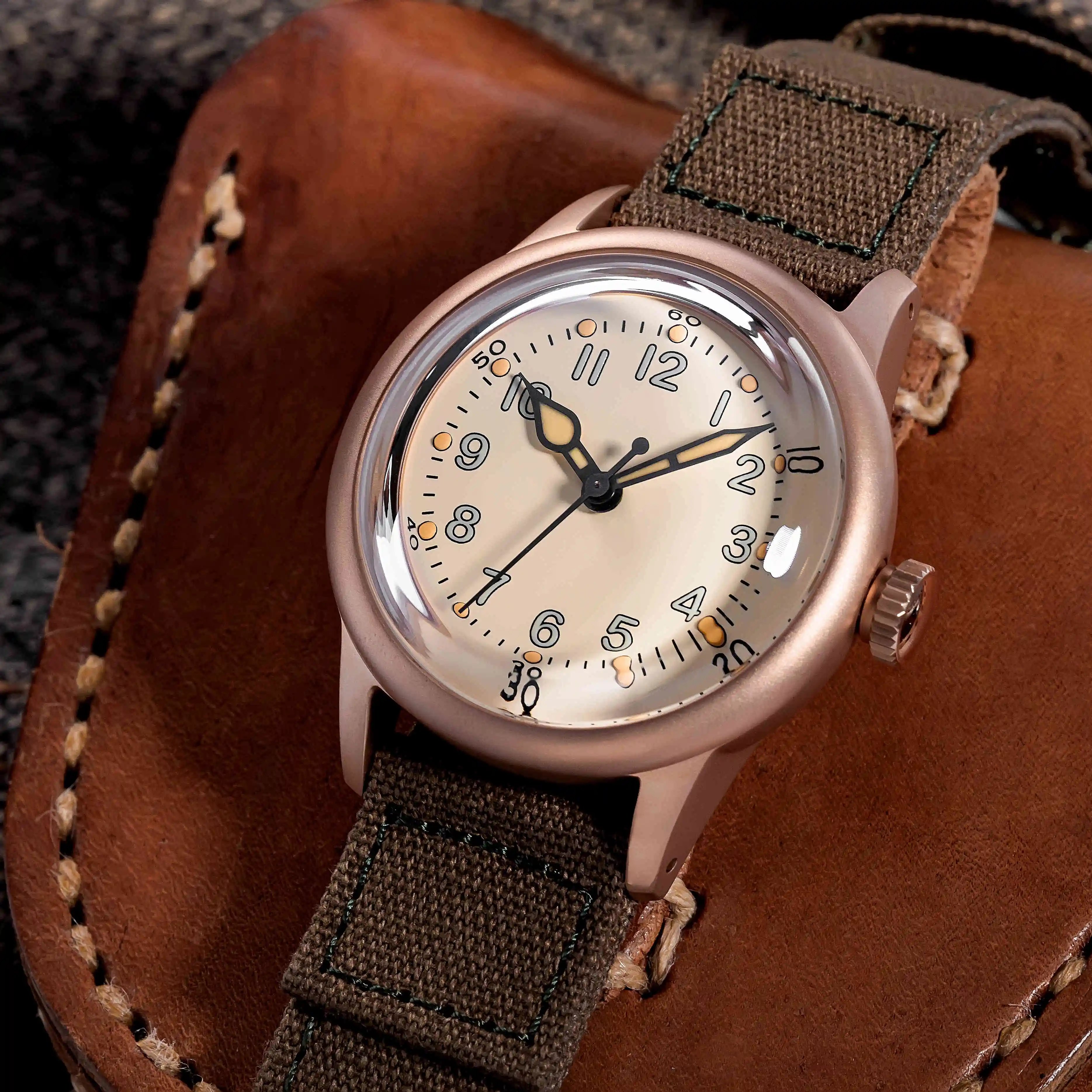 Thorn-Montre Pilote Vintage pour Homme, CUSN8, Bronze, Verre Saphir, Mouvement existent, Marques Shoes, NH35, 36mm