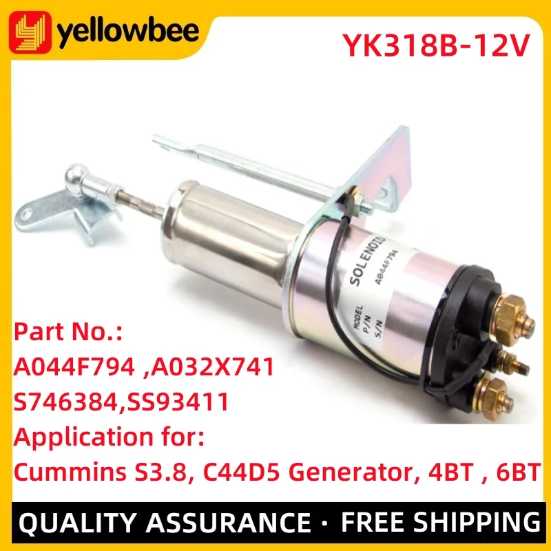 A044F794 Solenoid Valve Shutdown Oil Shut-off Switch For Cummins S3.8 C44D5 Generator 4BT 6BT