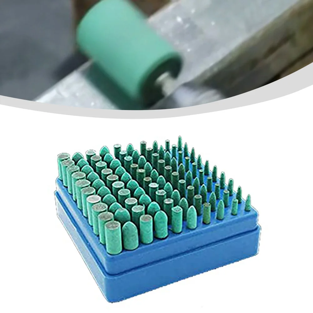 100 Pieces Rubber Polishing Bits Set 4mm To 10mm Cylinder Cone Shape For Rotary Tools Drills Grinders Metal Jade Glass Jewelry